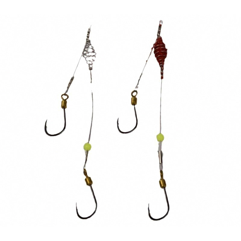 Barbed Double Hook Rig, Sizes 3-16, 2 Rigs per Pack