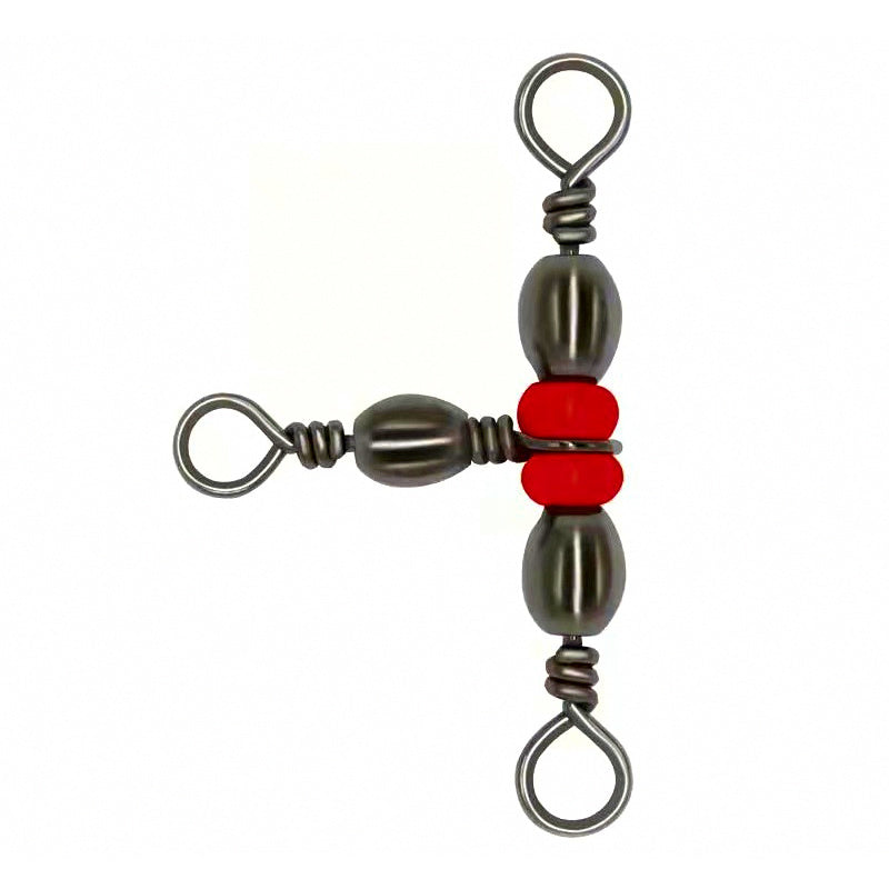 Three-Way Swivel with Red Beads, Black, Sizes 1x3 to 12x14
