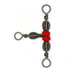 Three-Way Swivel with Red Beads, Black, Sizes 1x3 to 12x14