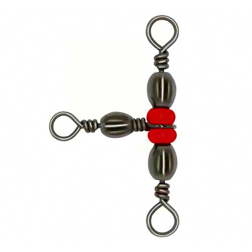 Three-Way Swivel with Red Beads, Black, Sizes 1x3 to 12x14