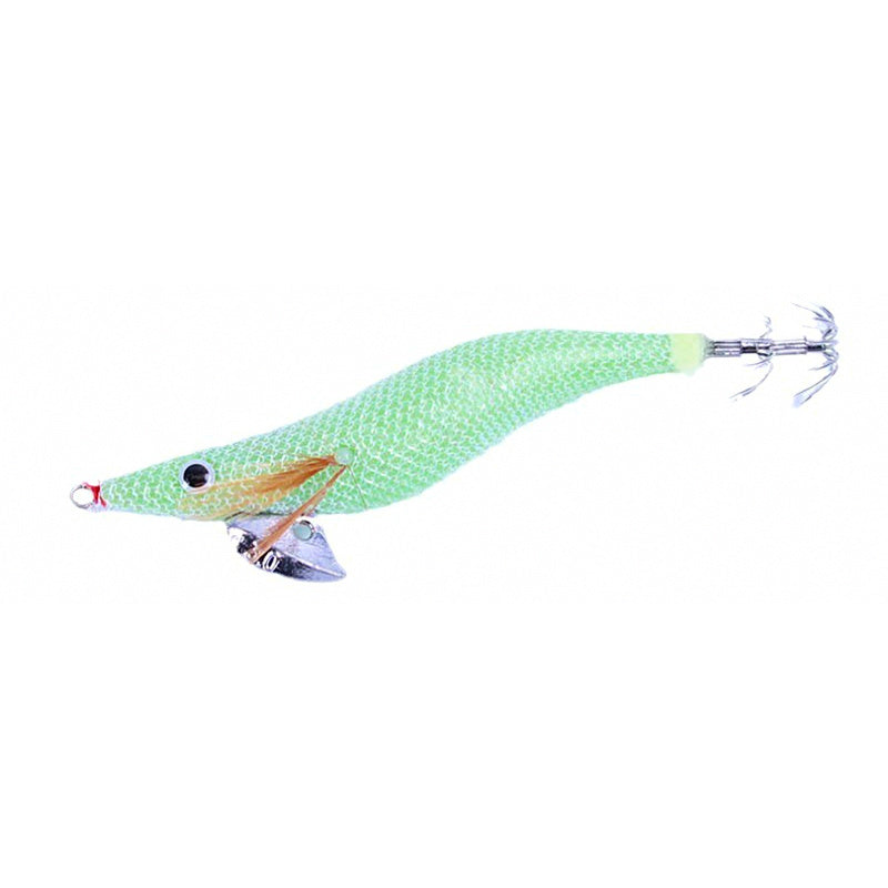 Glow Wood Shrimp Squid Jig with Rattle Bead, 3–3.5 g