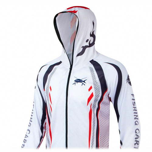 Men's Quick-Dry Fishing Sun Shirt, Mesh, Zip Pockets, White