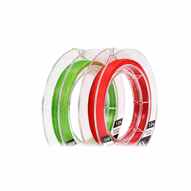 8-Strand Braided PE Line, 100 m (109 yd), Green or Red