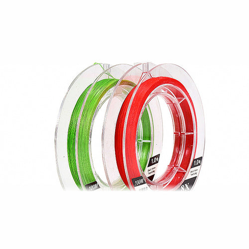 8-Strand Braided PE Line, 100 m (109 yd), Green or Red