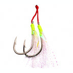 Glow Double Hook Jig Rig, Carbon Steel, 2 Sets, 1/0–3/0