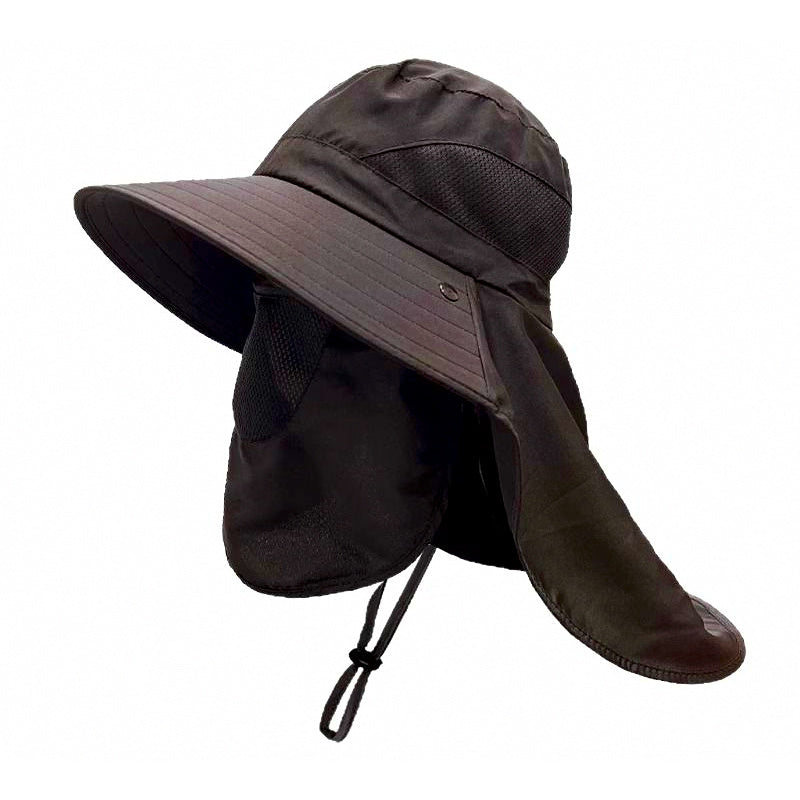 Wide Brim Sun Fishing Hat with Neck Flap, Polyester