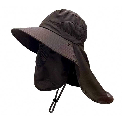 Wide Brim Sun Fishing Hat with Neck Flap, Polyester