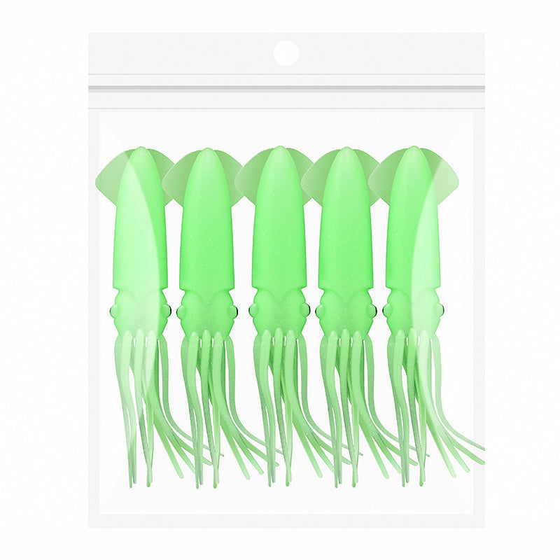 Glow Octopus Squid Soft Lure, 5-Pack, 12 cm & 15 cm
