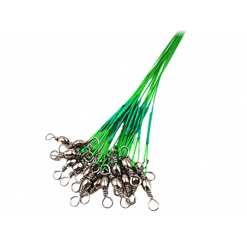 Wire Leader with Swivel & Snap, Green, 10–30 cm (4–12 in)