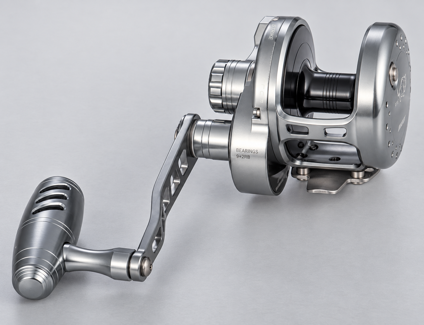 Close-up of the silver reel frame and spool