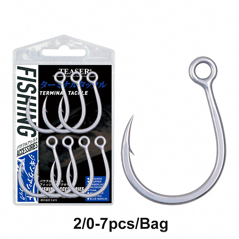High Carbon Steel Barbed Single Hooks, Sizes 2/0–7/0 – option photo