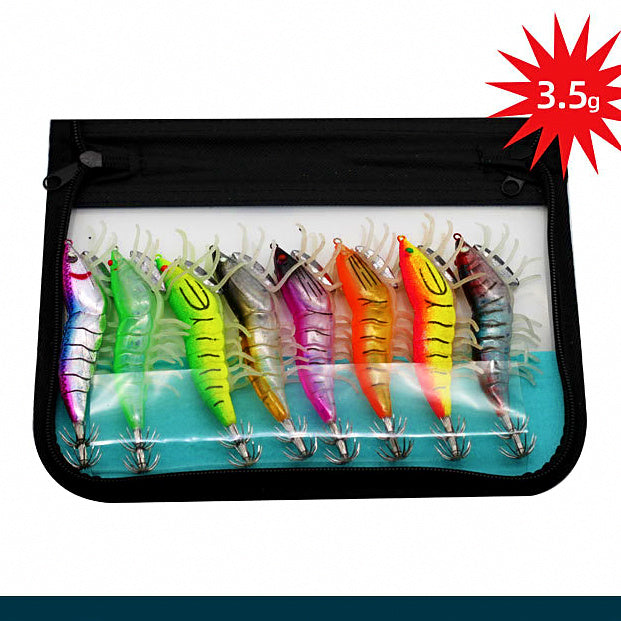 Glow Squid Jig Set, 8-Pack Soft Shrimp Style – option photo