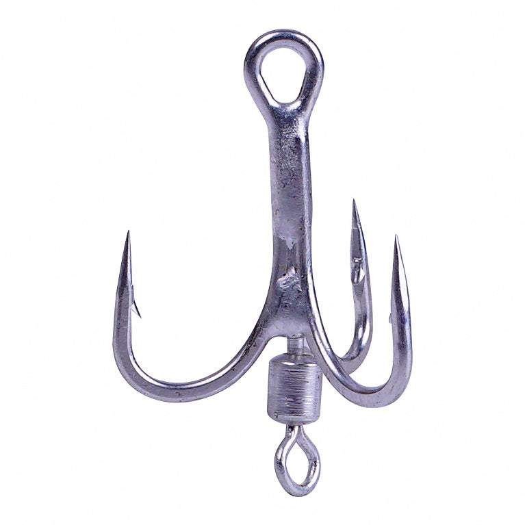 Barbed Treble Hooks with Swivel, Matte Tin, 10 or 100 Pack – option photo