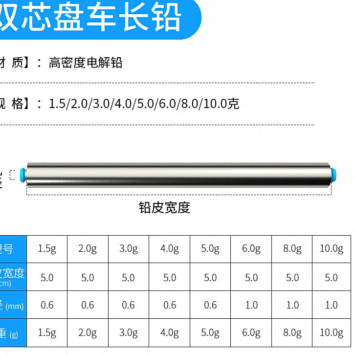 Double-Core Hollow Long Sinker, 0.05–0.35 oz (1.5–10 g) – option photo
