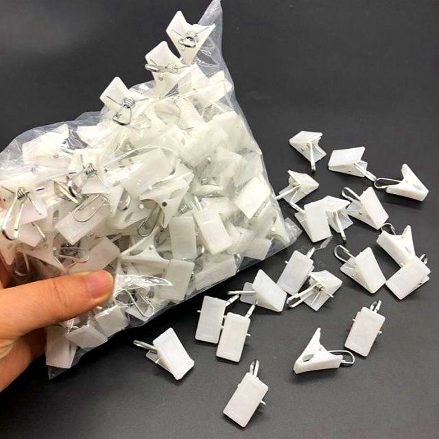 White Plastic Snap Clips, Pack of 10, 30 or 50 – option photo