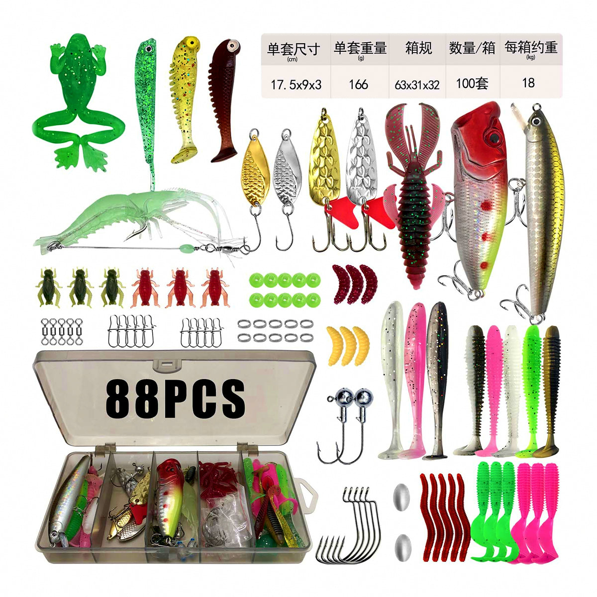 Assorted Lure Kit: Minnow, VIB, Pencil, Spoon & Soft Baits – option photo