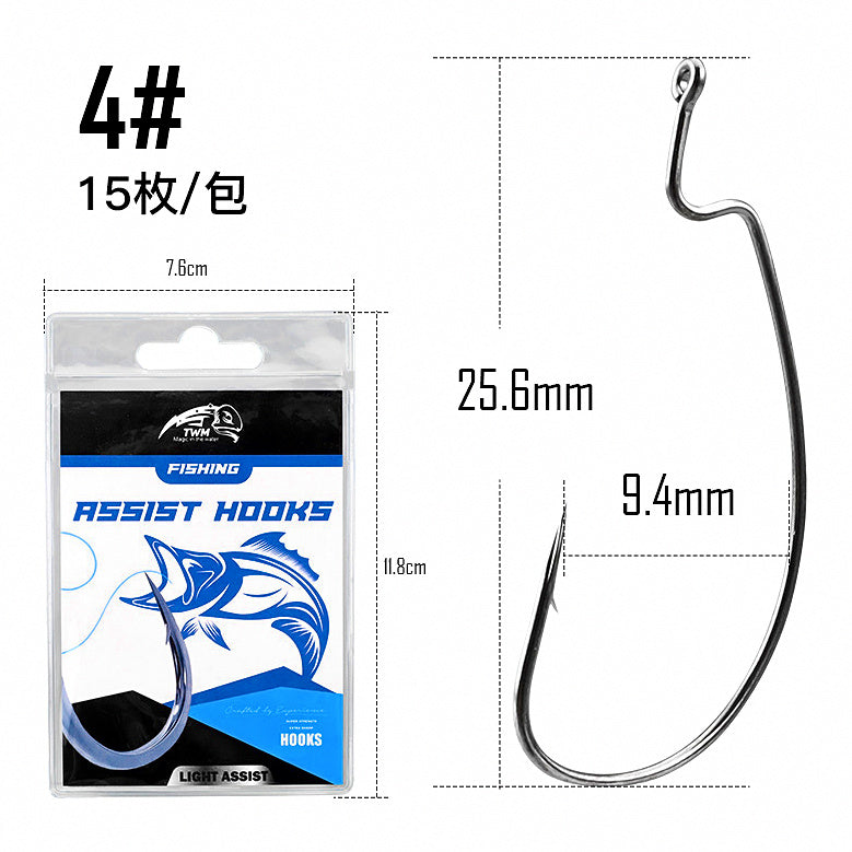 Offset Worm Hooks, High Carbon Steel, Barbed, 15-Pack – option photo