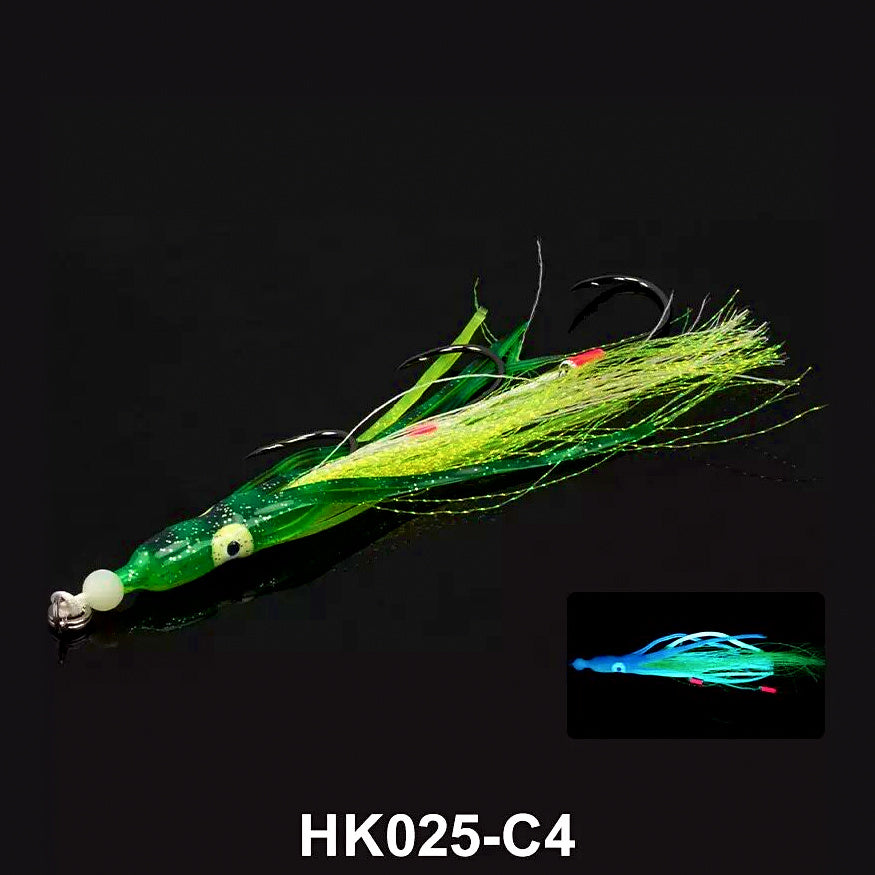 Squid Beak Hook Rig, 3-Hook Set, UV Glow, 6/0 & 8/0 – option photo