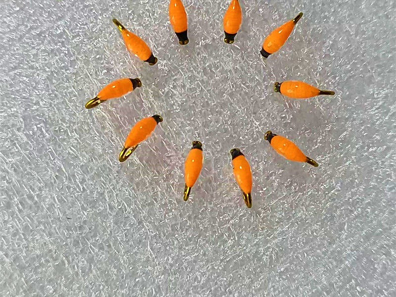 Black Head Orange Nymph Fly Set, Barbed, Sizes #8–#20 – option photo