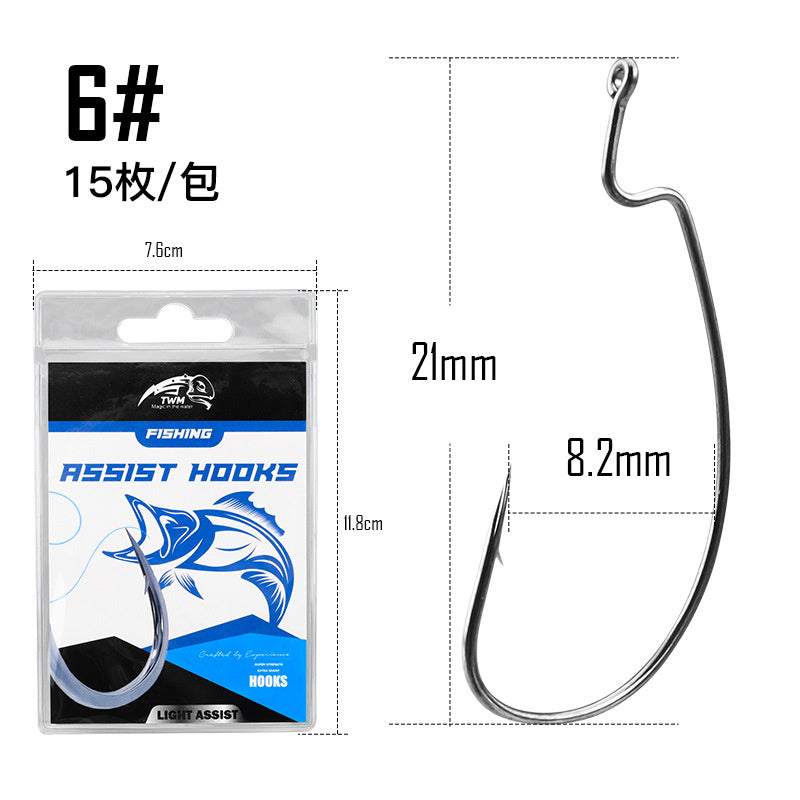 Offset Worm Hooks, Barbed, High Carbon Steel, 15 Pack – option photo