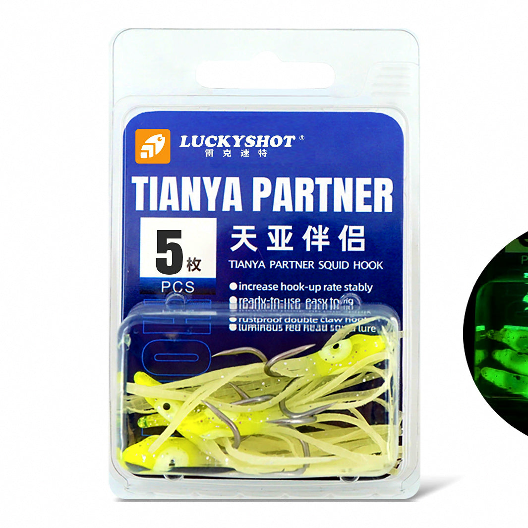 Glow Squid Jig Hook Rig, Size 14 Barbed, Boat Fishing – option photo