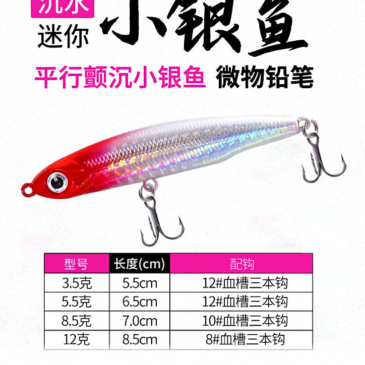 Slow-Sinking Pencil Lure, Silver Minnow, 3.5–12 g (0.12–0.42 oz) – option photo