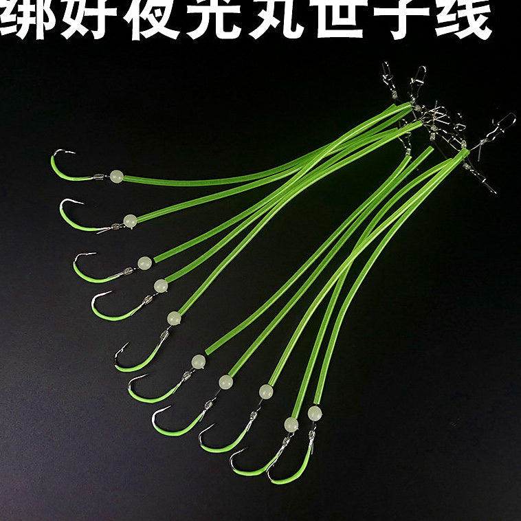 Glow Pre-Tied Hook Rigs, Barbed, 10 pcs per Pack – option photo