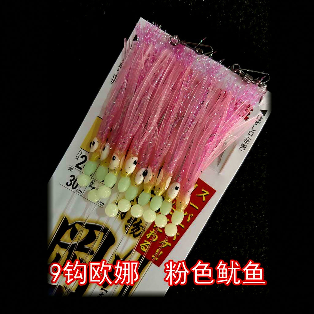 Squid-Style String Hook Rig, 9 Hooks, Size 2–4 – option photo