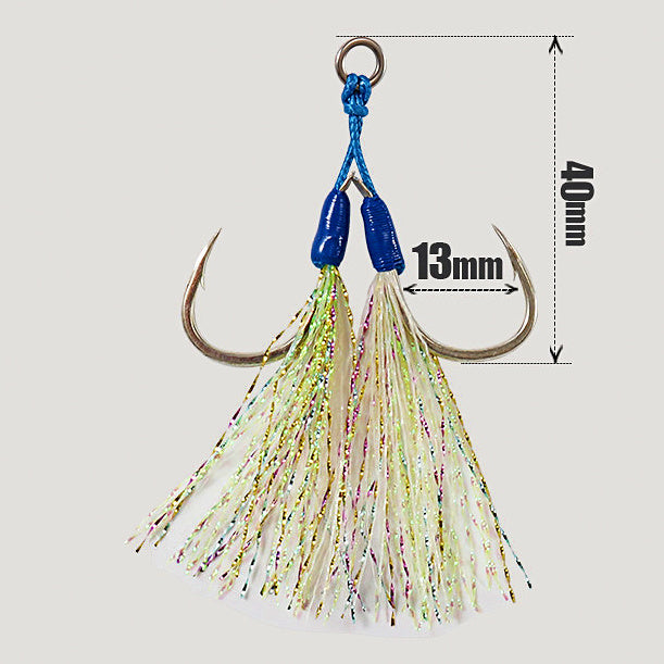 Glow Double Assist Hooks for Metal Jigs, 2 Pairs per Pack – option photo