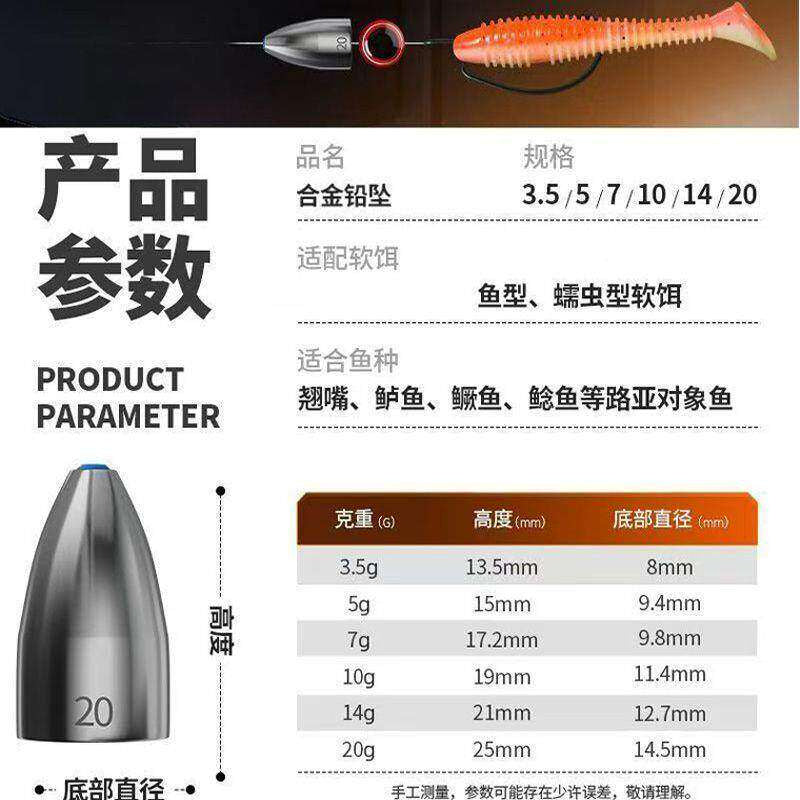 Black Bullet Sinkers for Texas Rig, 0.12–0.71 oz (3.5–20 g) – option photo