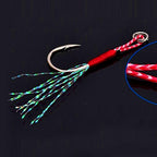 Feathered Single Hook for Slow Pitch Jigs, Silver or Black – option photo