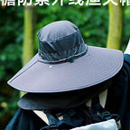 Wide Brim Sun Hat with Face Mask & Neck Flap, Adjustable – option photo