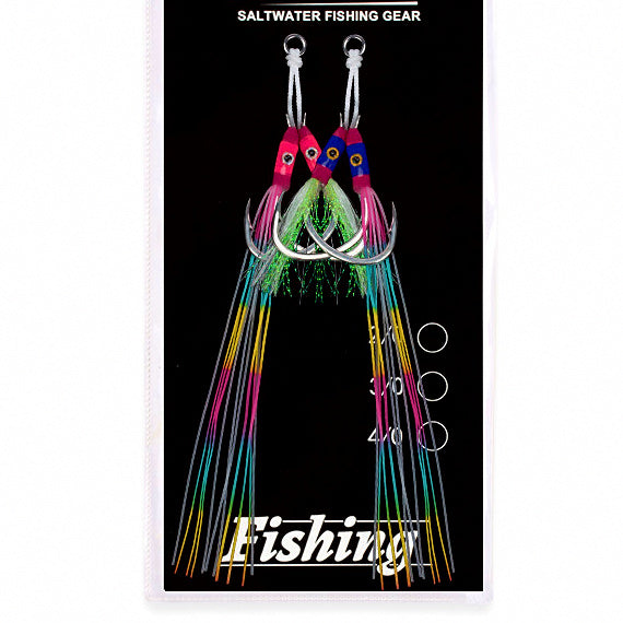Glow Thread Double Assist Hooks, Sizes 1/0–5/0 (2 per pack) – option photo