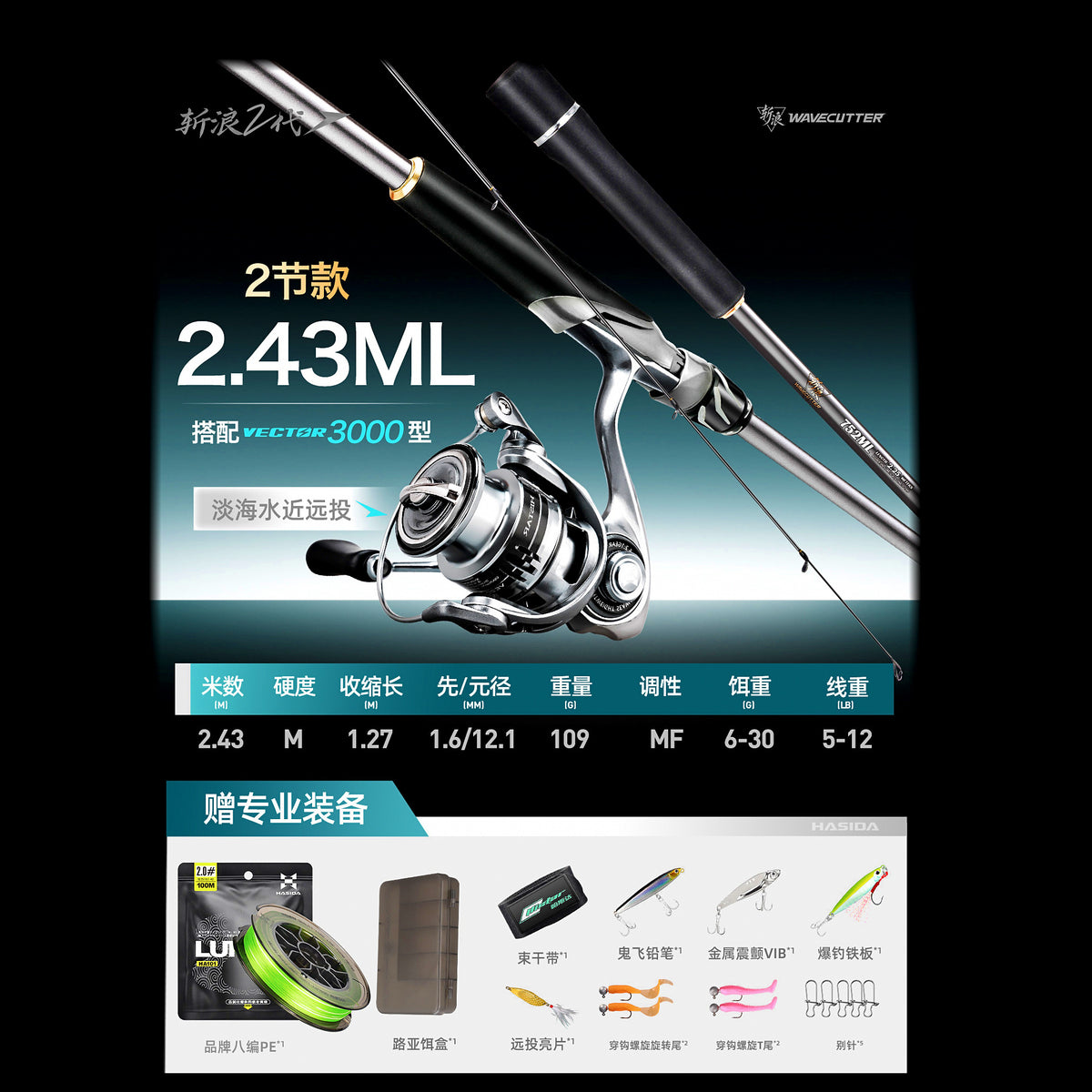 Lure Rod & Reel Combo, 2.43–3.0 m (8–10 ft), Fast Action – option photo