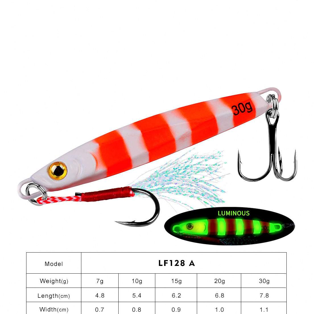 Lead Casting Jig, 7–30 g (0.25–1.06 oz), Glow Option – option photo