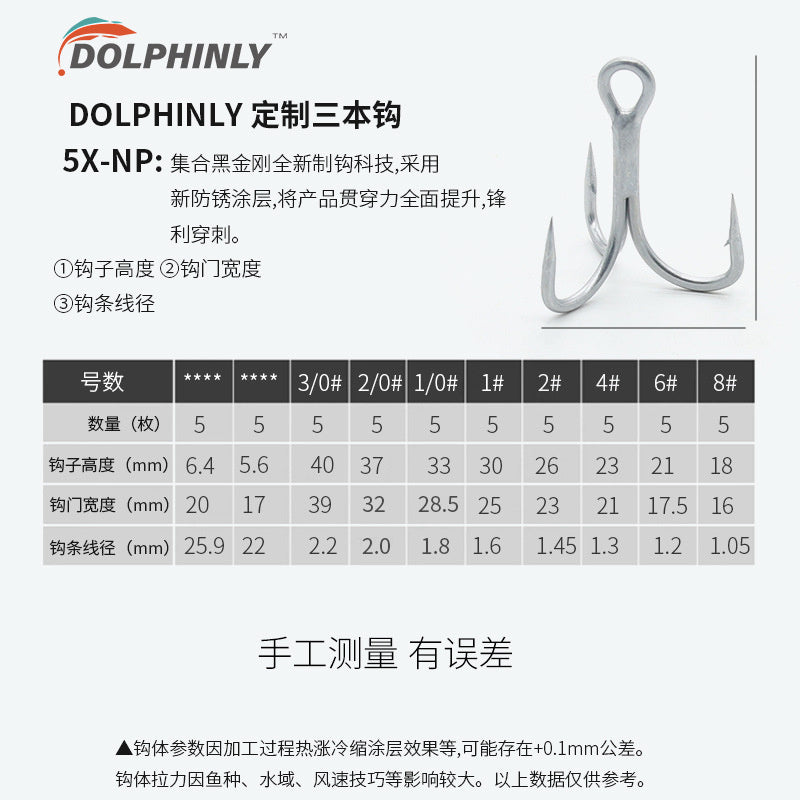 4X Strong Treble Hooks, 5-Pack, Sizes 8 to 3/0 – option photo