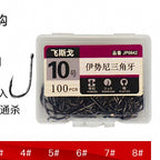 High-Carbon Iseni Barbed Hooks, 100 pcs, Size 6–14 – option photo