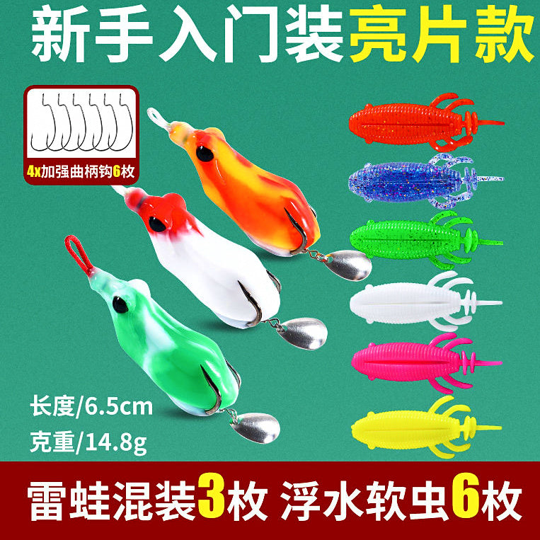 Floating Soft Frog Lure Set with Worms, 10–14.8 g (0.35–0.52 oz) – option photo