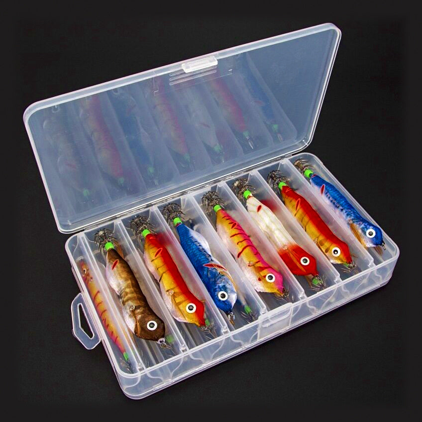 Squid Jig Wood Shrimp Set, 8 cm (3.1 in), 14 pcs – option photo