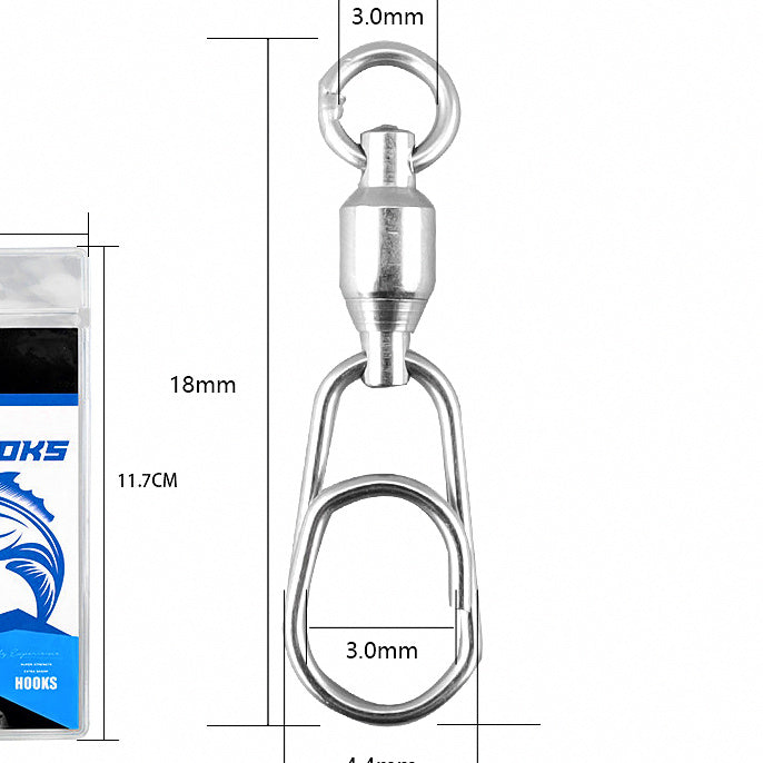 Stainless Steel Ball Bearing Swivel with Snap, 5 Pack – option photo