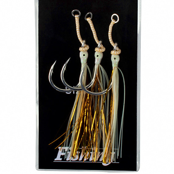 Glow Feathered Single Jig Hooks, 3-Pack, Sizes 3/0–9/0 – option photo