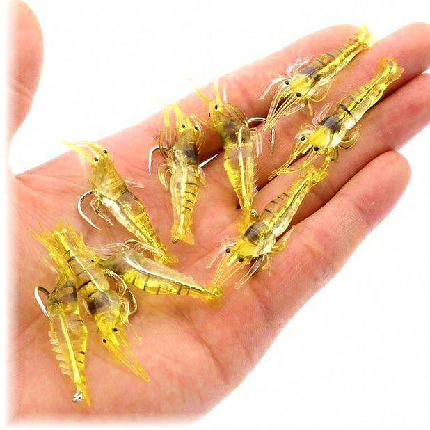 Soft Shrimp Lure with Hook, Yellow or Glow, 1–30 Pack – option photo