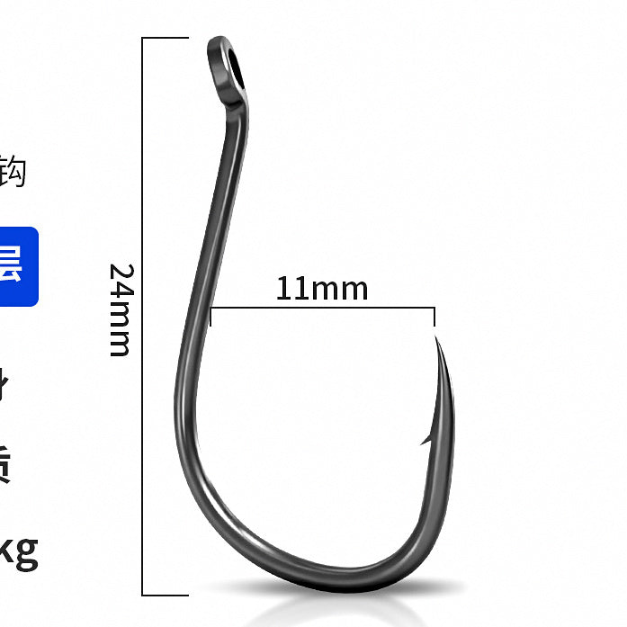 Barbed Single Hooks, High Carbon Steel, PTFE Coated, Size 2–8 – option photo