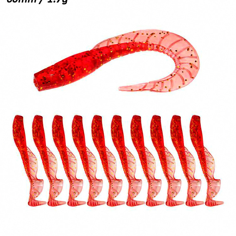 Skirted Curly Tail Soft Bait Kit, 6 cm (2.4 in) w/ Jig Hooks – option photo