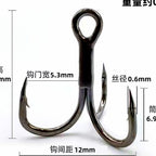 Black Steel Treble Hooks for Lures, #10 to 3/0 – option photo
