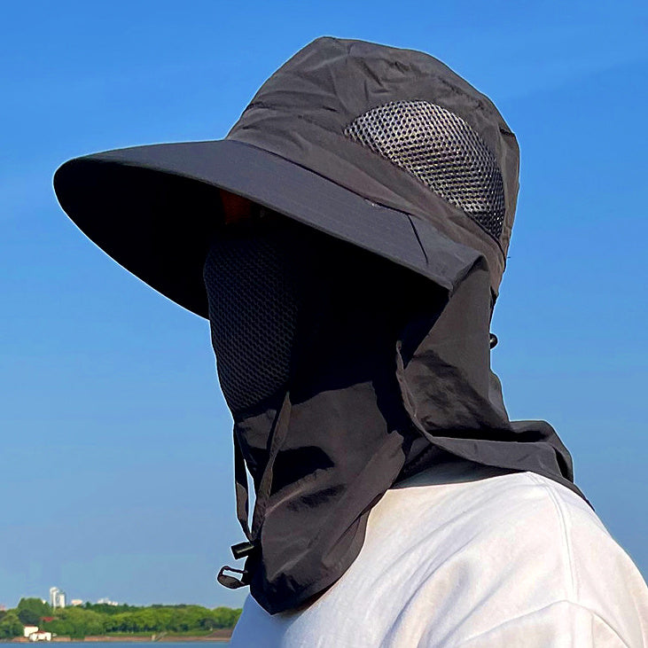 Men's Wide-Brim Fishing Sun Hat, Neck Flap & Face Mask – option photo