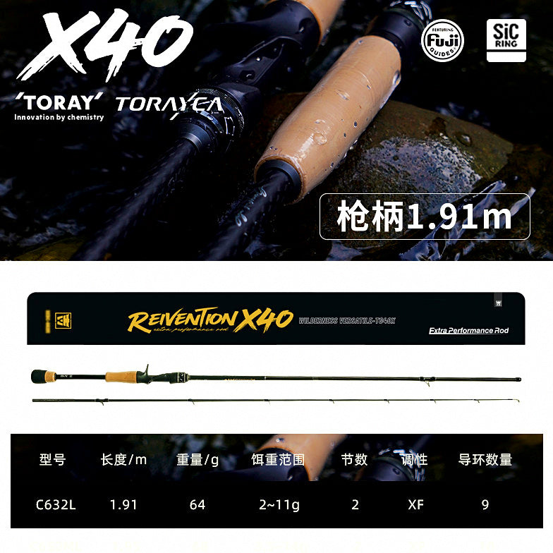 2-Piece Carbon Lure Rod, SiC Guides, 1.91–2.08 m (6.3–6.8 ft) – option photo