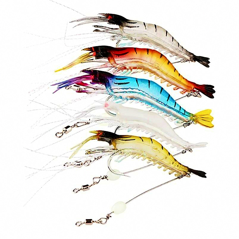 Soft Plastic Shrimp Lure, Glow & Color Options, 3–5 Pack – option photo