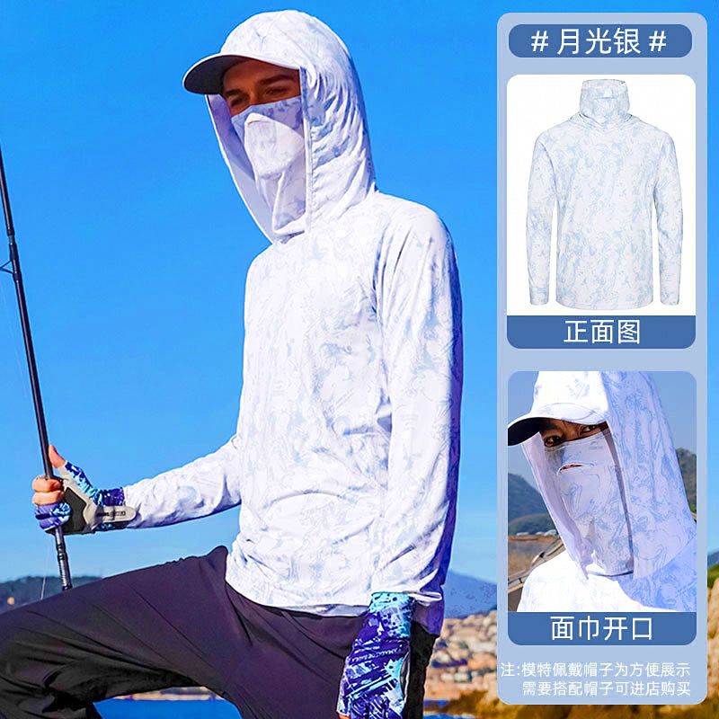 Men's UPF 50+ Hooded Fishing Sun Shirt, Camo Print – option photo