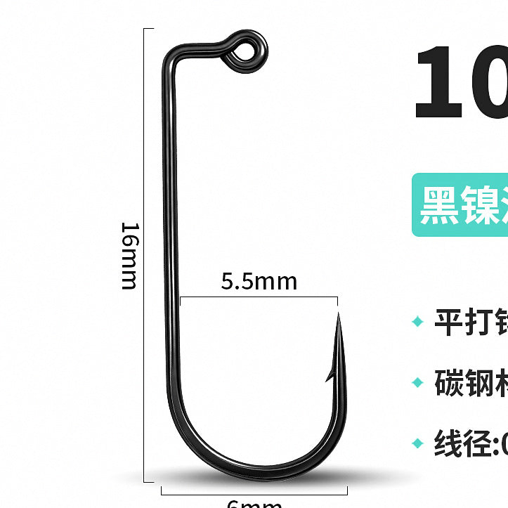 Black Nickel Barbed Jig Head Hooks, Size 10 to 7/0 – option photo